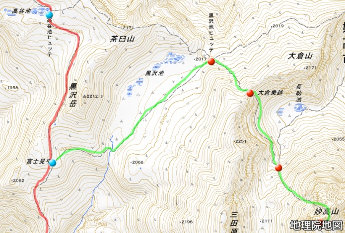 妙高山縦走コース地図