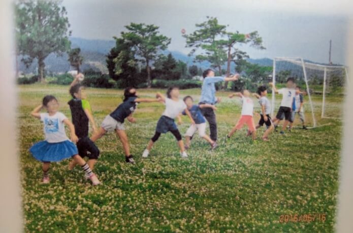 校庭でピーク飛ばし